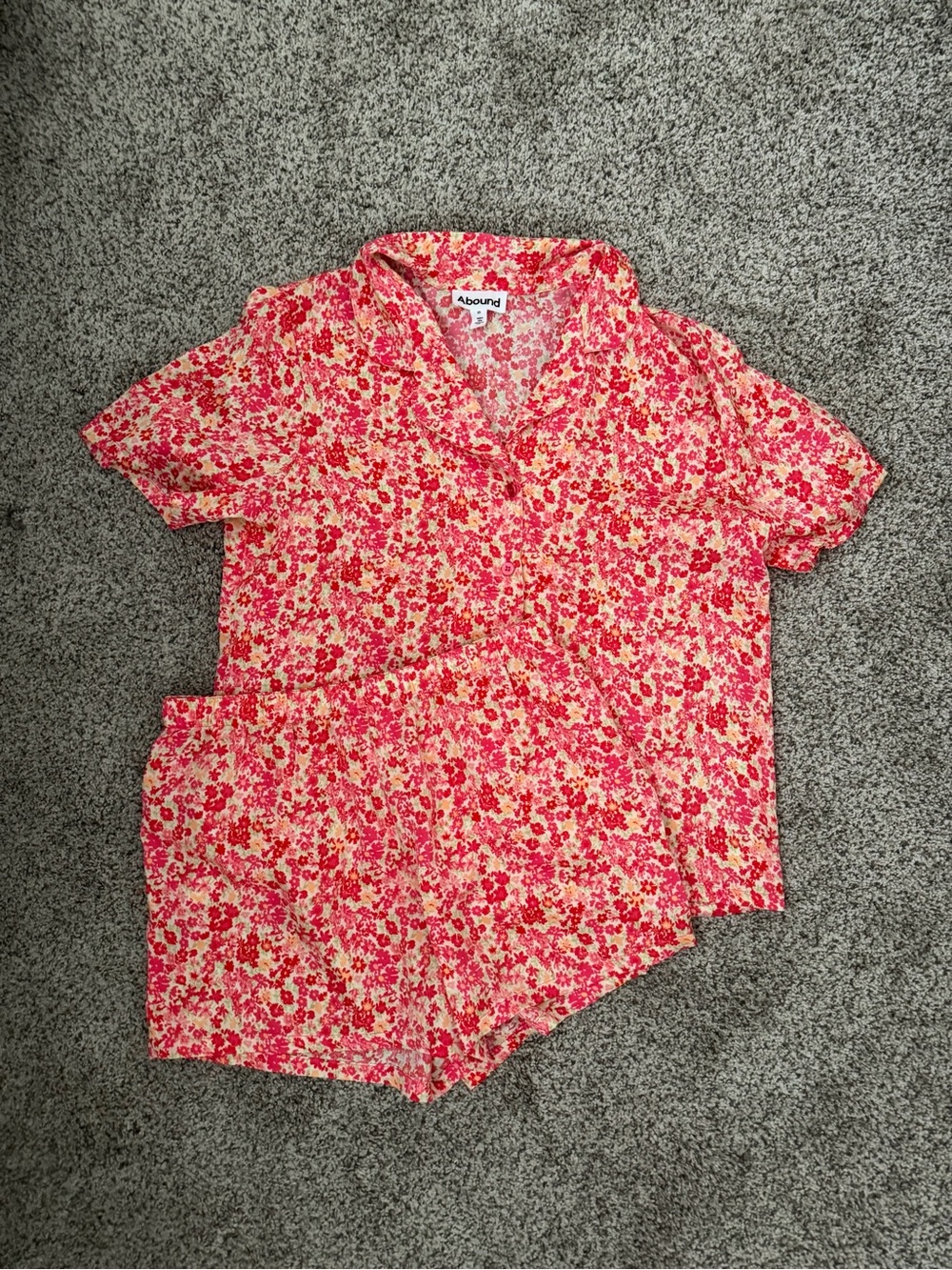 Abound Floral Short Pajama Set - Pink & Red